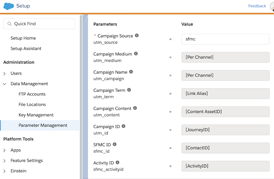 UTM Parameter Management in Salesforce Marketing Cloud